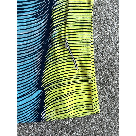 Jamie Sadock Womens Sz L Sleeveless Striped Dress W/ Zipper Pockets Blue & Yello - Picture 5 of 8